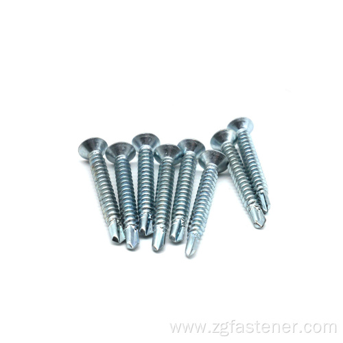 Blue White Zinc Cross Countersunk Head Self-drilling Screw